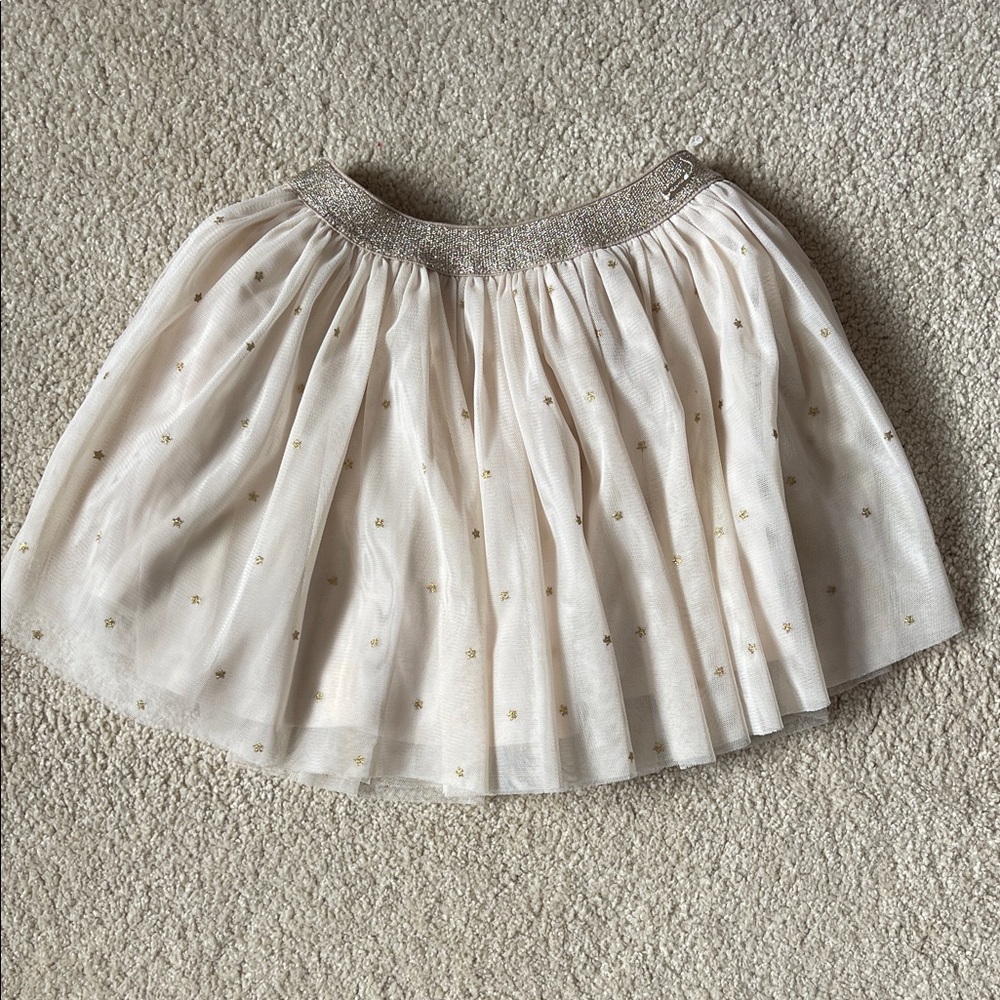 Mayoral Cream Tulle Skirt with Gold Star Accents